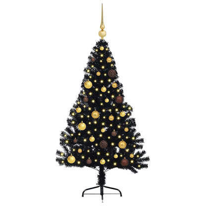 Artificial Pre-lit Christmas Tree with 150 LEDs Black 59.1" PVC