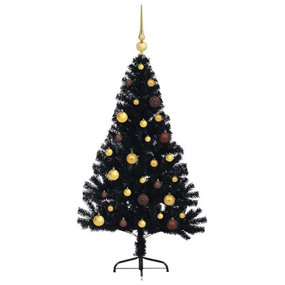 Artificial Pre-lit Christmas Tree with 150 LEDs Black 59.1" PVC