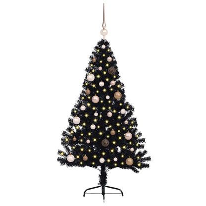 Artificial Pre-lit Christmas Tree with 150 LEDs Black 59.1" PVC