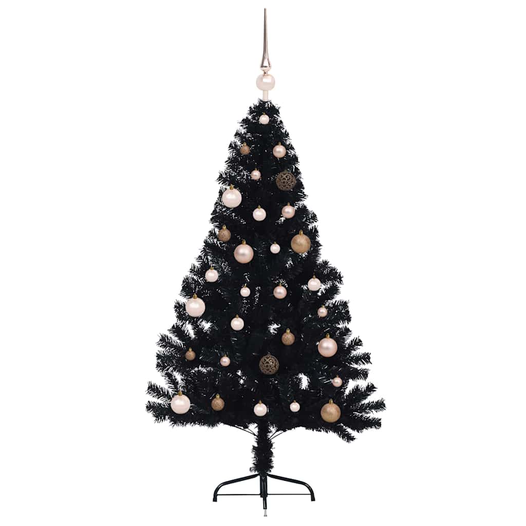 Artificial Pre-lit Christmas Tree with 150 LEDs Black 59.1" PVC
