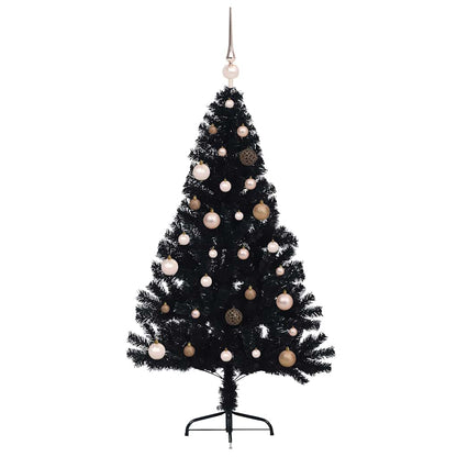 Artificial Pre-lit Christmas Tree with 150 LEDs Black 59.1" PVC