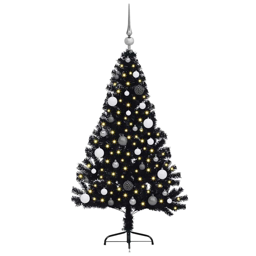 Artificial Pre-lit Christmas Tree with 150 LEDs Black 59.1" PVC