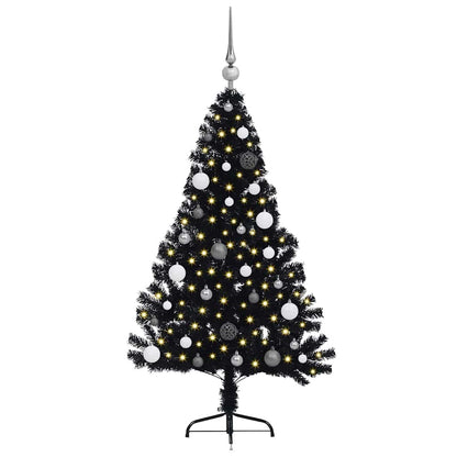 Artificial Pre-lit Christmas Tree with 150 LEDs Black 59.1" PVC