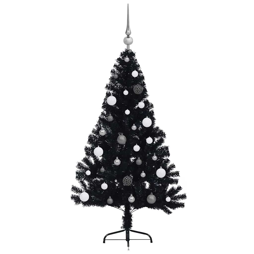 Artificial Pre-lit Christmas Tree with 150 LEDs Black 59.1" PVC