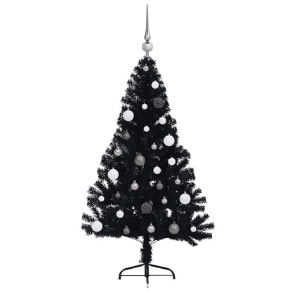 Artificial Pre-lit Christmas Tree with 150 LEDs Black 59.1" PVC