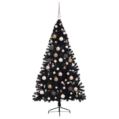 Artificial Pre-lit Christmas Tree with 300 LEDs Black 70.9" PVC