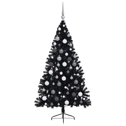 Artificial Pre-lit Christmas Tree with 300 LEDs Black 70.9" PVC