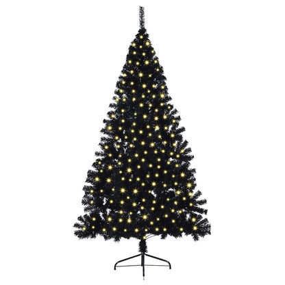 Artificial Pre-lit Christmas Tree with 300 LEDs Black 82.7" PVC
