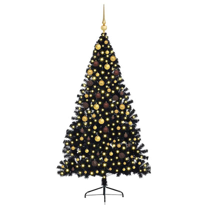 Artificial Pre-lit Christmas Tree with 300 LEDs Black 82.7" PVC