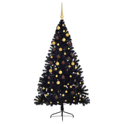 Artificial Pre-lit Christmas Tree with 300 LEDs Black 82.7" PVC