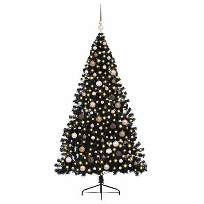 Artificial Pre-lit Christmas Tree with 300 LEDs Black 82.7" PVC