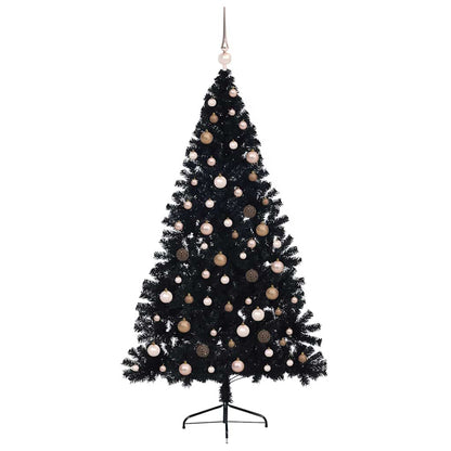 Artificial Pre-lit Christmas Tree with 300 LEDs Black 82.7" PVC