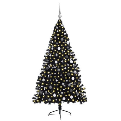 Artificial Pre-lit Christmas Tree with 300 LEDs Black 82.7" PVC