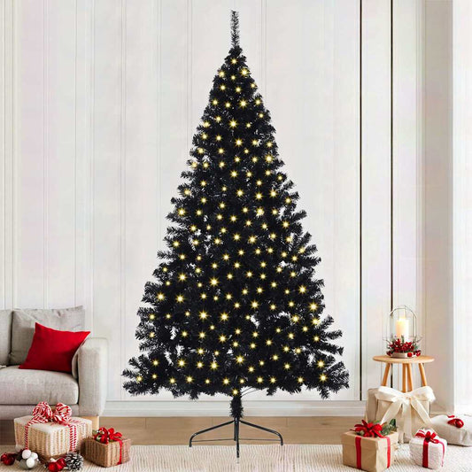 Christmas Tree with Decorative String Lights Black 94.5