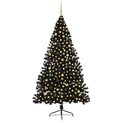 Artificial Pre-lit Christmas Tree with 300 LEDs Black 94.5" PVC