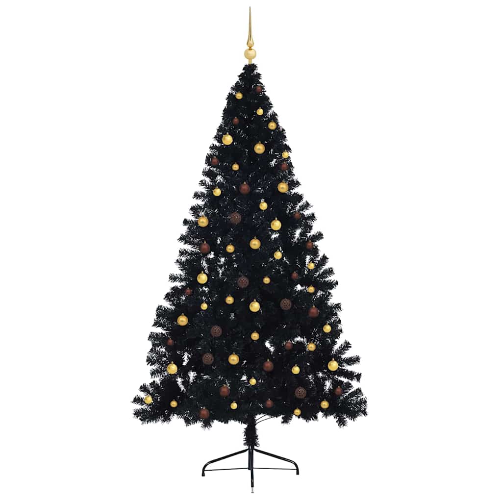 Artificial Pre-lit Christmas Tree with 300 LEDs Black 94.5" PVC
