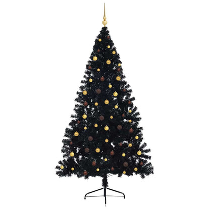 Artificial Pre-lit Christmas Tree with 300 LEDs Black 94.5" PVC