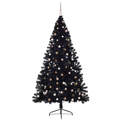 Artificial Pre-lit Christmas Tree with 300 LEDs Black 94.5" PVC