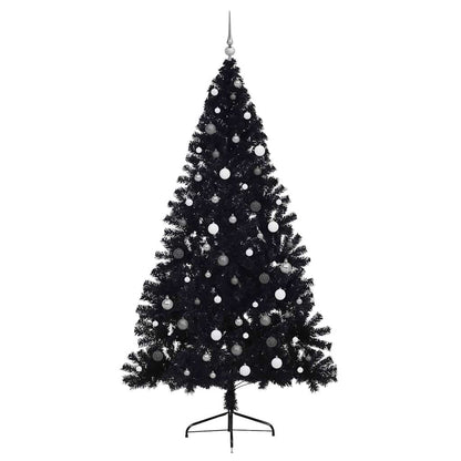 Artificial Pre-lit Christmas Tree with 300 LEDs Black 94.5" PVC