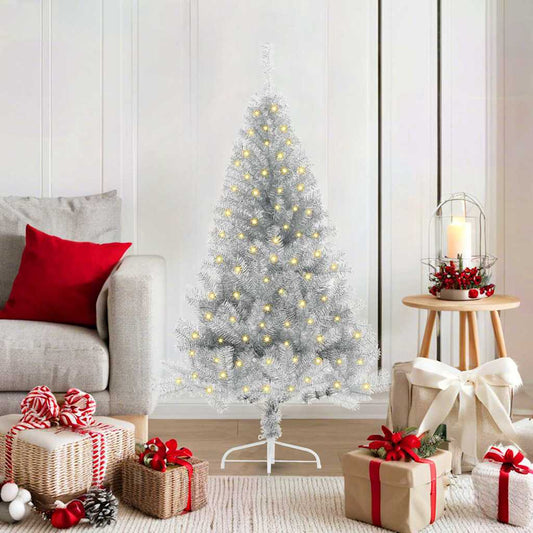 Artificial Pre-lit Christmas Tree Silver 47.2" PET