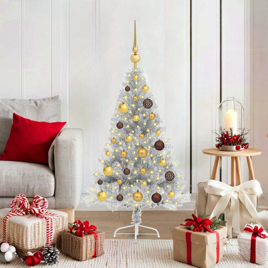 Artificial Pre-lit Christmas Tree Silver 47.2" PET