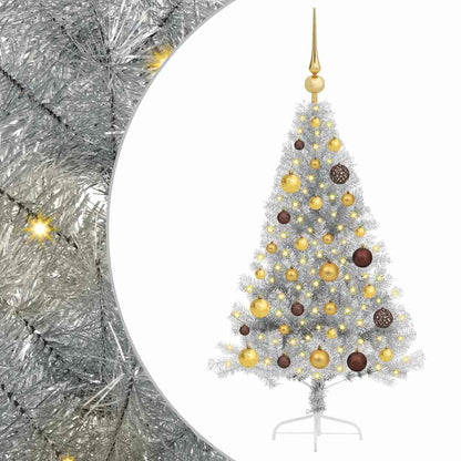 Artificial Pre-lit Christmas Tree Silver 47.2" PET