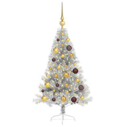 Artificial Pre-lit Christmas Tree Silver 47.2" PET