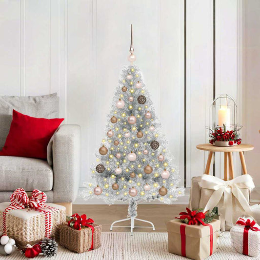 Artificial Pre-lit Christmas Tree Silver 47.2" PET