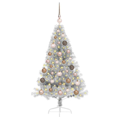 Artificial Pre-lit Christmas Tree Silver 47.2" PET