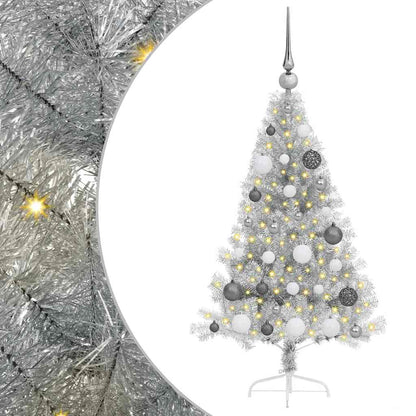 Artificial Pre-lit Christmas Tree Silver 47.2" PET