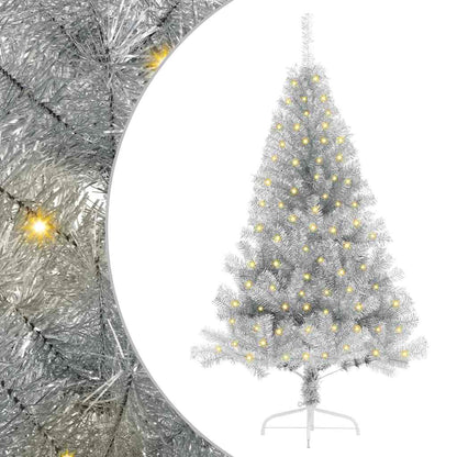 Artificial Pre-lit Christmas Tree Silver 59.1" PET