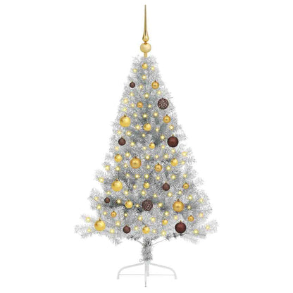 Artificial Pre-lit Christmas Tree Silver 59.1" PET