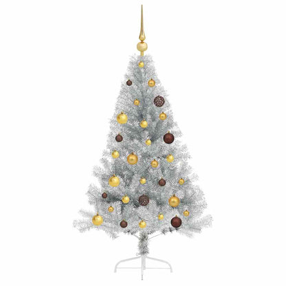Artificial Pre-lit Christmas Tree Silver 59.1" PET