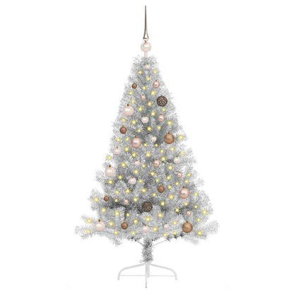 Artificial Pre-lit Christmas Tree Silver 59.1" PET