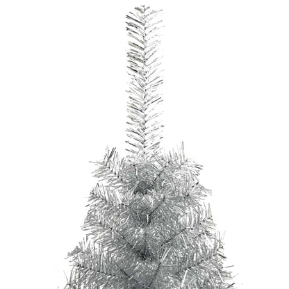 Artificial Pre-lit Christmas Tree Silver 70.9" PET