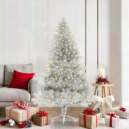 Artificial Pre-lit Christmas Tree Silver 70.9" PET