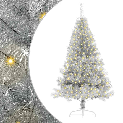 Artificial Pre-lit Christmas Tree Silver 70.9" PET