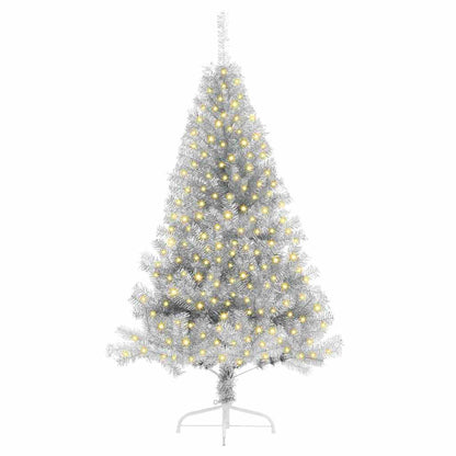 Artificial Pre-lit Christmas Tree Silver 70.9" PET