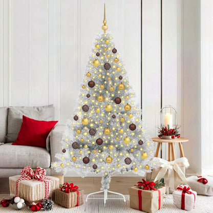Artificial Pre-lit Christmas Tree Silver 70.9" PET