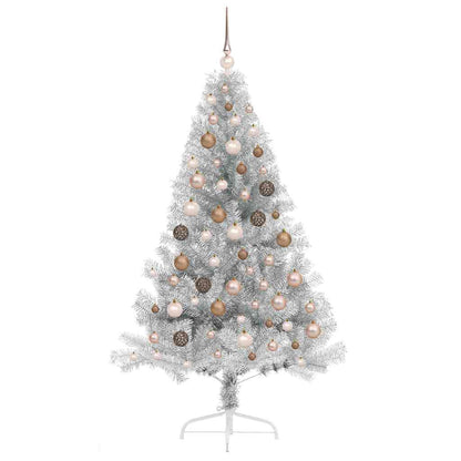Artificial Pre-lit Christmas Tree Silver 70.9" PET