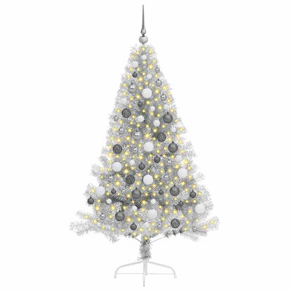 Artificial Pre-lit Christmas Tree Silver 70.9" PET