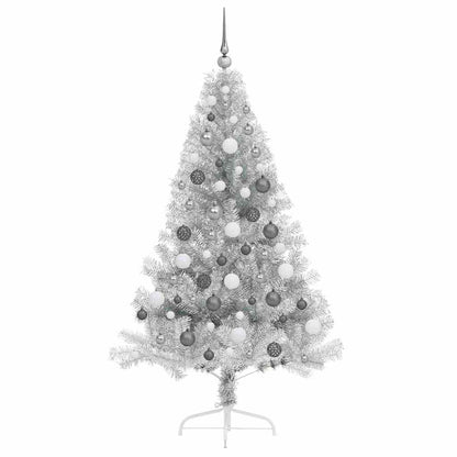 Artificial Pre-lit Christmas Tree Silver 70.9" PET