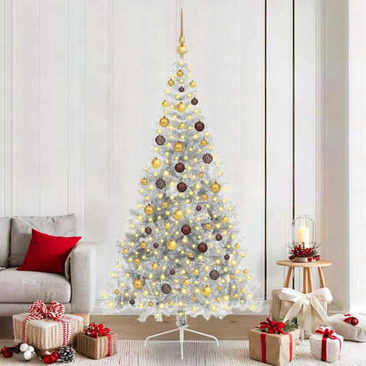 Artificial Pre-lit Christmas Tree Silver 82.7" PET