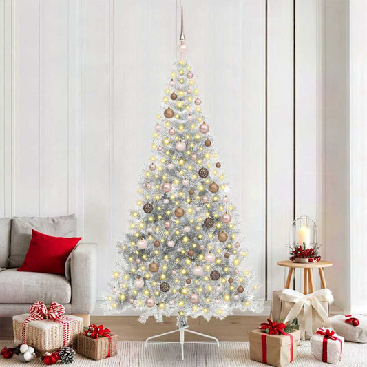 Artificial Pre-lit Christmas Tree Silver 82.7" PET