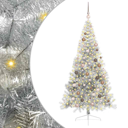 Artificial Pre-lit Christmas Tree Silver 82.7" PET