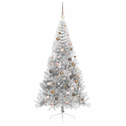 Artificial Pre-lit Christmas Tree Silver 82.7" PET