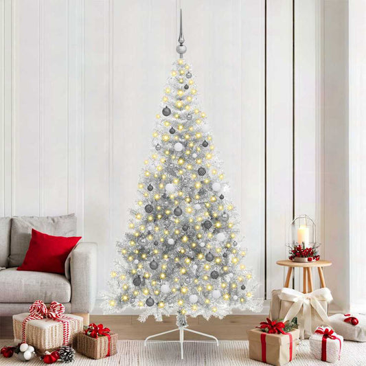 Artificial Pre-lit Christmas Tree Silver 82.7" PET
