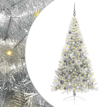Artificial Pre-lit Christmas Tree Silver 82.7" PET