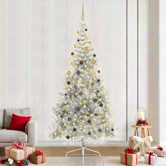 Artificial Pre-lit Christmas Tree Silver 94.5" PET