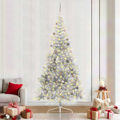 Artificial Pre-lit Christmas Tree Silver 94.5" PET